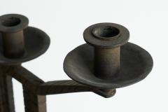 Wonderful Pair of Art Deco Candle Holders in Wrought Iron and Stone 1930s - 4468478