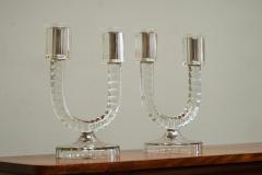 Wonderful Pair of Crystal Art Deco Candle Holders France 1930s - 4677247