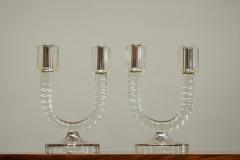 Wonderful Pair of Crystal Art Deco Candle Holders France 1930s - 4677248