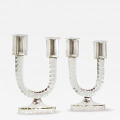 Wonderful Pair of Crystal Art Deco Candle Holders France 1930s - 4682443