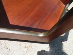 Wonderful Pair of Lane Octagon Glass Walnut Side End Tables Mid Century Modern - 1444770