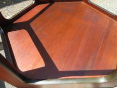 Wonderful Pair of Lane Octagon Glass Walnut Side End Tables Mid Century Modern - 1444771