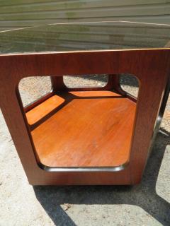 Wonderful Pair of Lane Octagon Glass Walnut Side End Tables Mid Century Modern - 1444781