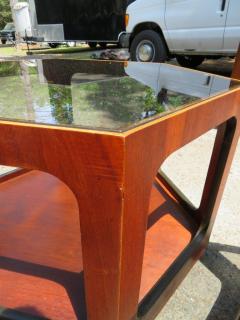 Wonderful Pair of Lane Octagon Glass Walnut Side End Tables Mid Century Modern - 1444787