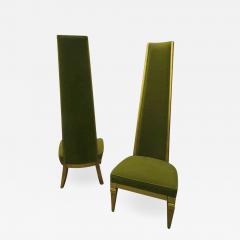 Wonderful Pair of Super Tall Back Slipper Lounge Chairs Hollywood Regency - 1496405