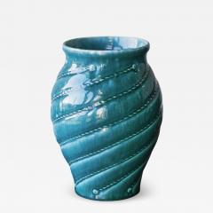 Wonderful Rope Themed Art Deco Vase in Turquoise Europe 1930s - 4682453