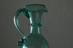 Wonderful Sea Green Venetian Style Glass Pitcher in Hand Blown Art Glass - 4608369