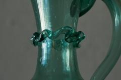 Wonderful Sea Green Venetian Style Glass Pitcher in Hand Blown Art Glass - 4608404