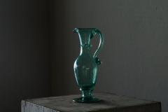 Wonderful Sea Green Venetian Style Glass Pitcher in Hand Blown Art Glass - 4608428