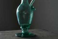 Wonderful Sea Green Venetian Style Glass Pitcher in Hand Blown Art Glass - 4608435