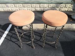 Wonderful Unusual Pair of Chain Link Bar Stools Swivel Top Mid Century Modern - 1494746