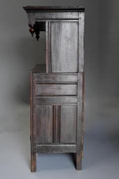 Wonderful mid 17thc carved oak press cupboard with superb patina - 4800043