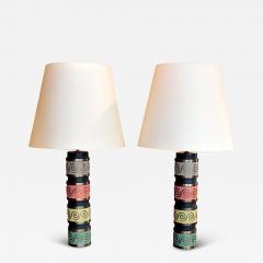 Wonderful pair of metal lamps with scroll design - 4412117
