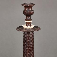 Wood Carved Anglo Indian Candlestick 20th Century - 4369642