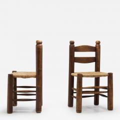 Wood Turned Chairs with Woven Rush Seats Europe ca 1940s - 3162491