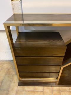 Wood and Brass Console with Drawers Italy 1970s - 2261103