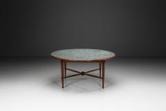 Wood and Ceramic Tile Coffee Table France 1970s - 4386813