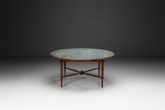 Wood and Ceramic Tile Coffee Table France 1970s - 4386814