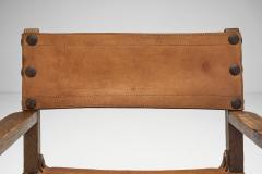 Wood and Cognac Leather Spanish Chairs Europe 1960s - 2496770