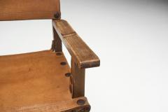 Wood and Cognac Leather Spanish Chairs Europe 1960s - 2496792