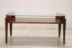 Wood and Glass Top Sofa Table or Coffee Table Italy 1950s - 3445632