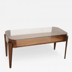 Wood and Glass Top Sofa Table or Coffee Table Italy 1950s - 3445666