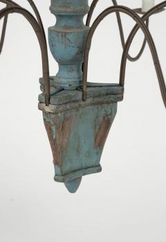 Wood and Iron Teal Painted Italian Chandelier - 3368475