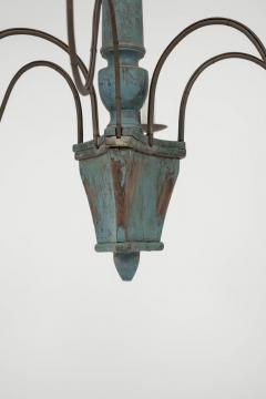 Wood and Iron Teal Painted Italian Chandelier - 3368479