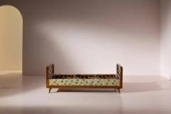 Wood and fabric daybed with foldable armrests and storage unit Italy 1950s - 3638987