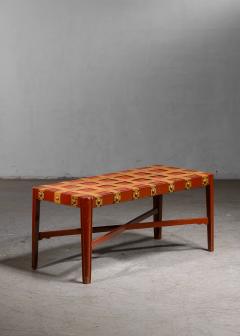 Wood and leather bench - 4774822