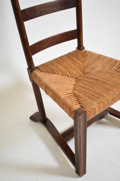 Wood and straw low chair 1950s  - 4684431
