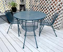 Woodard Furniture Indoor Outdoor Salterini Dining Table and 4 Woodard Sculptura Armless Chairs - 3236131