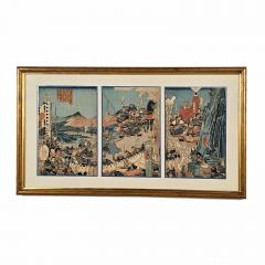 Woodblock Triptych Tenmokuzan Battle by Yoshitora Japan 1888 - 3666131