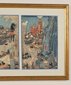 Woodblock Triptych Tenmokuzan Battle by Yoshitora Japan 1888 - 3666133