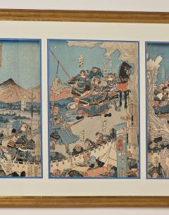Woodblock Triptych Tenmokuzan Battle by Yoshitora Japan 1888 - 3666134
