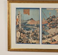 Woodblock Triptych Tenmokuzan Battle by Yoshitora Japan 1888 - 3666135