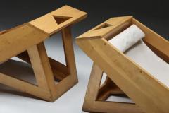 Wooden Architectural Lounge Chairs Italy 1960s - 3498981