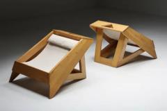 Wooden Architectural Lounge Chairs Italy 1960s - 3498987