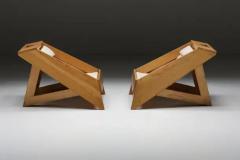 Wooden Architectural Lounge Chairs Italy 1960s - 3498988