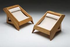 Wooden Architectural Lounge Chairs Italy 1960s - 3498990
