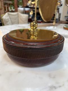 Wooden Lidded Box with Brass Tone Mirror Top - 4593141
