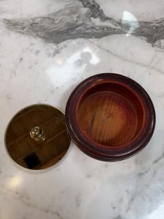 Wooden Lidded Box with Brass Tone Mirror Top - 4593147