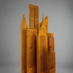 Wooden New York Skyline Illuminated Sculpture Italy - 4441202