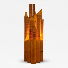 Wooden New York Skyline Illuminated Sculpture Italy - 4441327