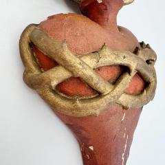 Wooden Red and Gilt Gesso Sacred Heart Carving 1889 - 3849386