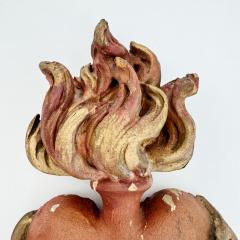 Wooden Red and Gilt Gesso Sacred Heart Carving 1889 - 3849389