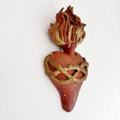 Wooden Red and Gilt Gesso Sacred Heart Carving 1889 - 3849390