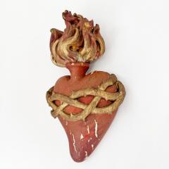 Wooden Red and Gilt Gesso Sacred Heart Carving 1889 - 3849391