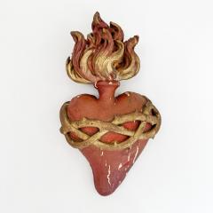 Wooden Red and Gilt Gesso Sacred Heart Carving 1889 - 3849393