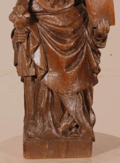 Wooden Statue Of A Monk With A Bible And A Ciborium 16th Century - 3105309